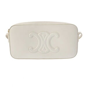Celine Cuir Triomphe White Leather Shoulder Bag